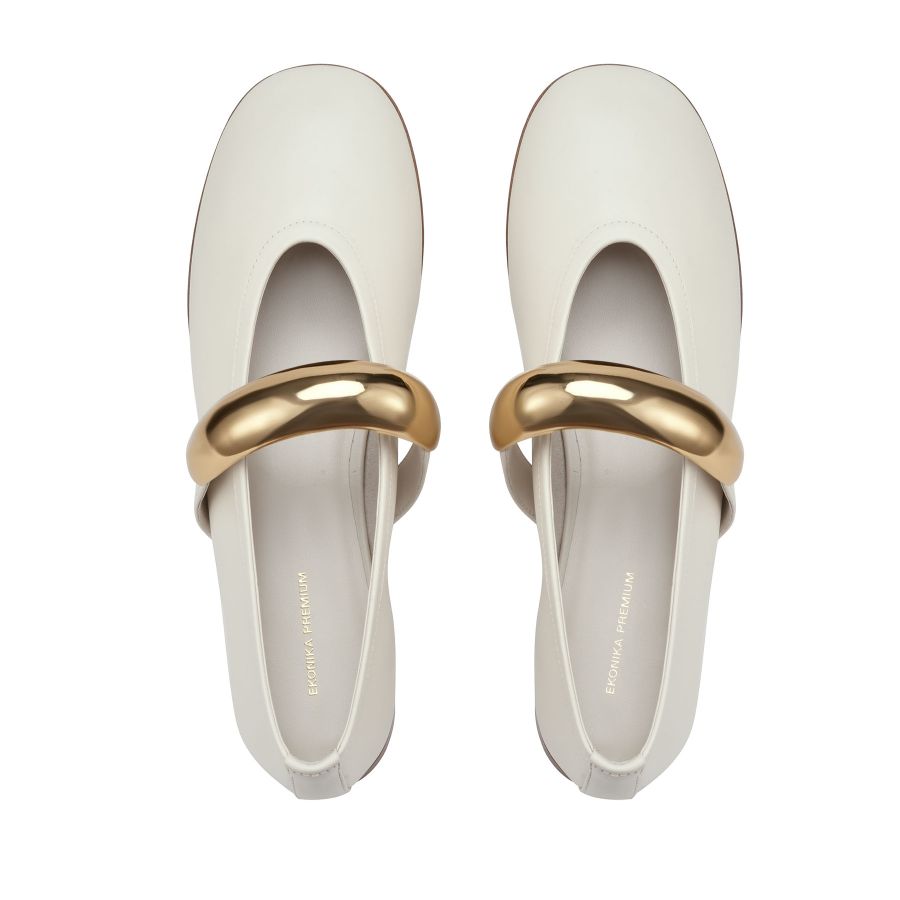 женские балетки Мэри Джейн EKONIKA PREMIUM PM00814CN-06-off.white-25S, фото 3