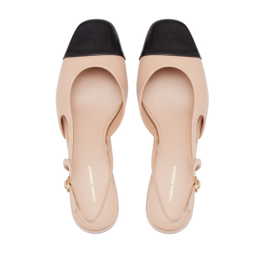 женские балетки слингбэки EKONIKA PREMIUM PM01171CN-03-beige-black-25S, фото 3
